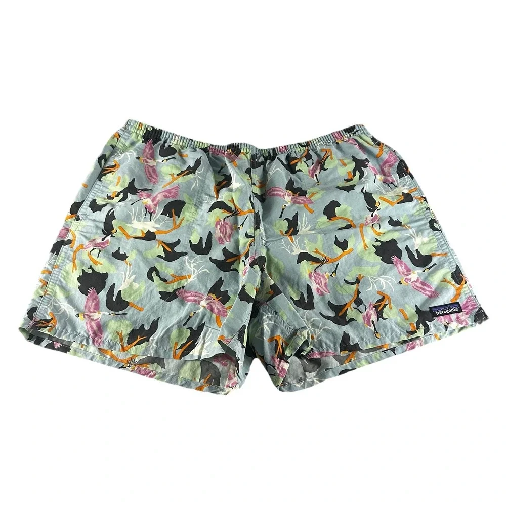 Patagonia Baggies Shorts Mens XL Colorful Bird Print Lined Casual Travel Beach